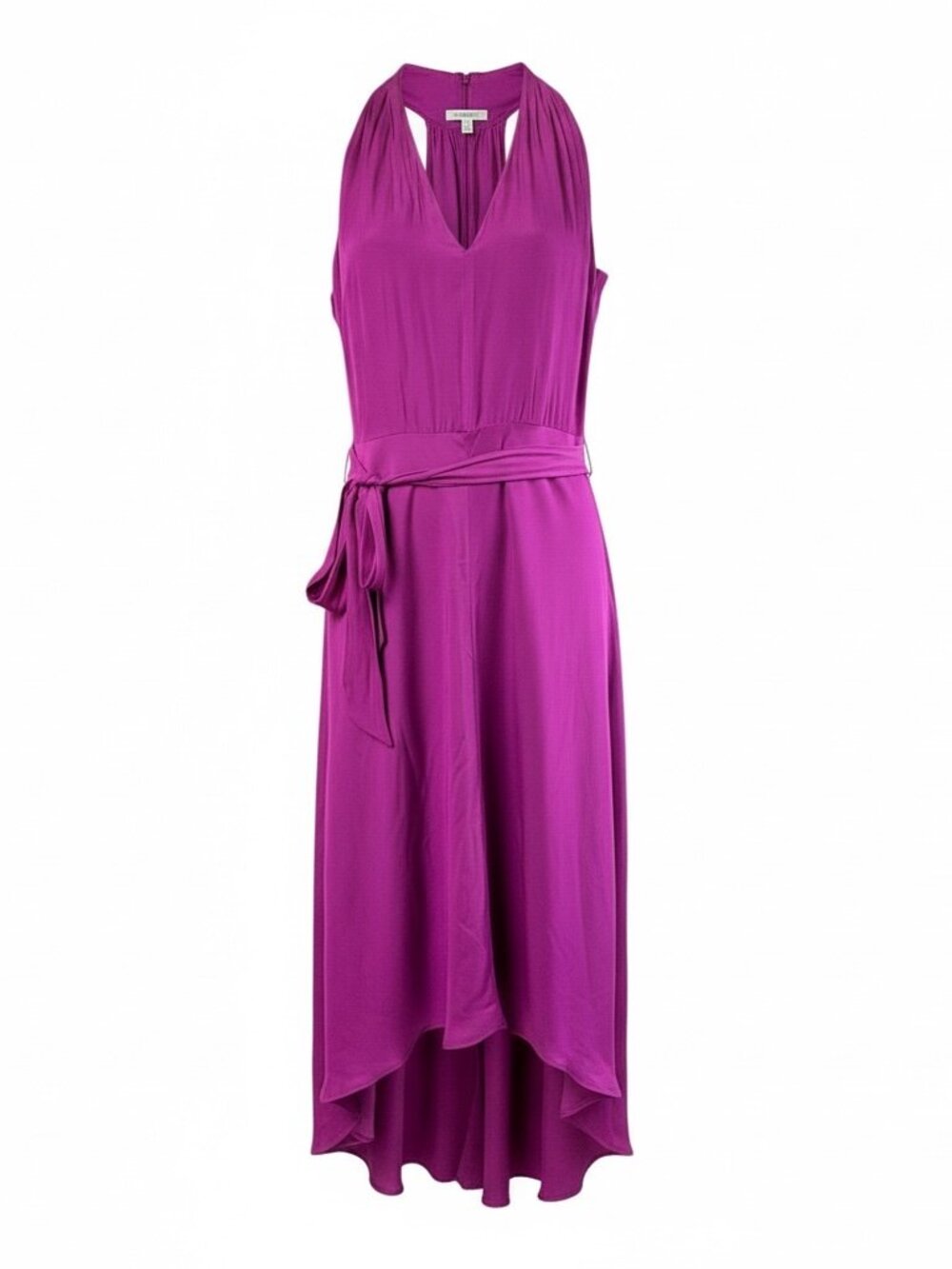 Banana Republic Magenta Sateen Hi Low Belted Racerback Dress